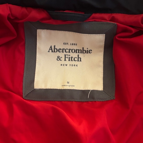 Abercrombie & Fitch Navy Puffer Coat with Faux Fur Trim - Picture 3 of 6